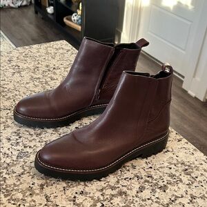 Women’s Burgundy Leather Ankle Booties